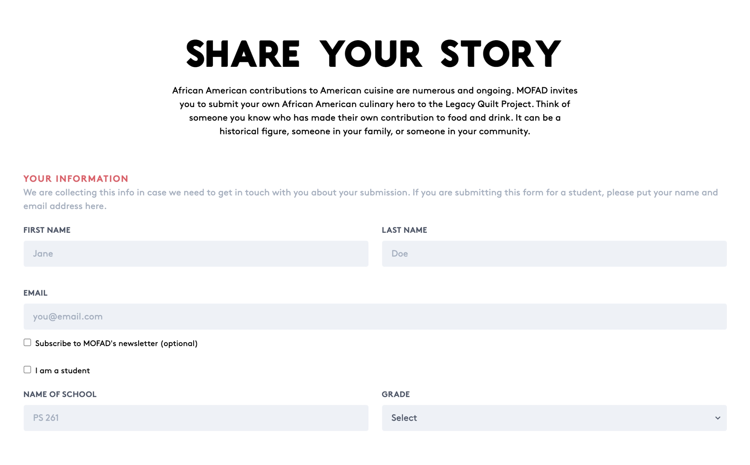 Submit Your Story Form