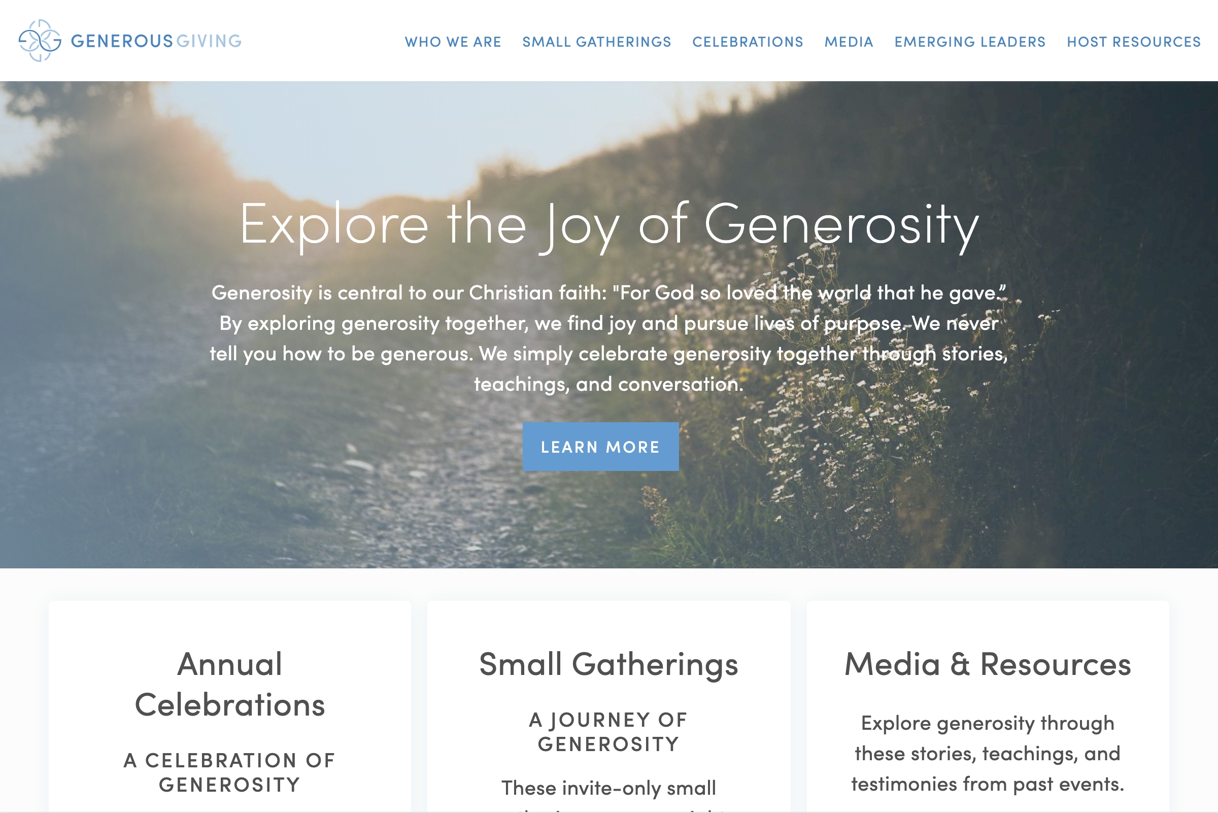 Generous Giving Homepage